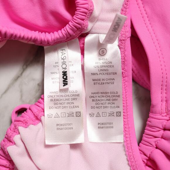 Fashion Nova Pink Adjustable Triangle Bikini Set Two Piece Swimsuit Size S - Picture 6 of 8